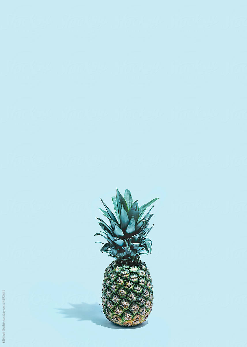 Minimalist Pineapple on Solid Backdrop.