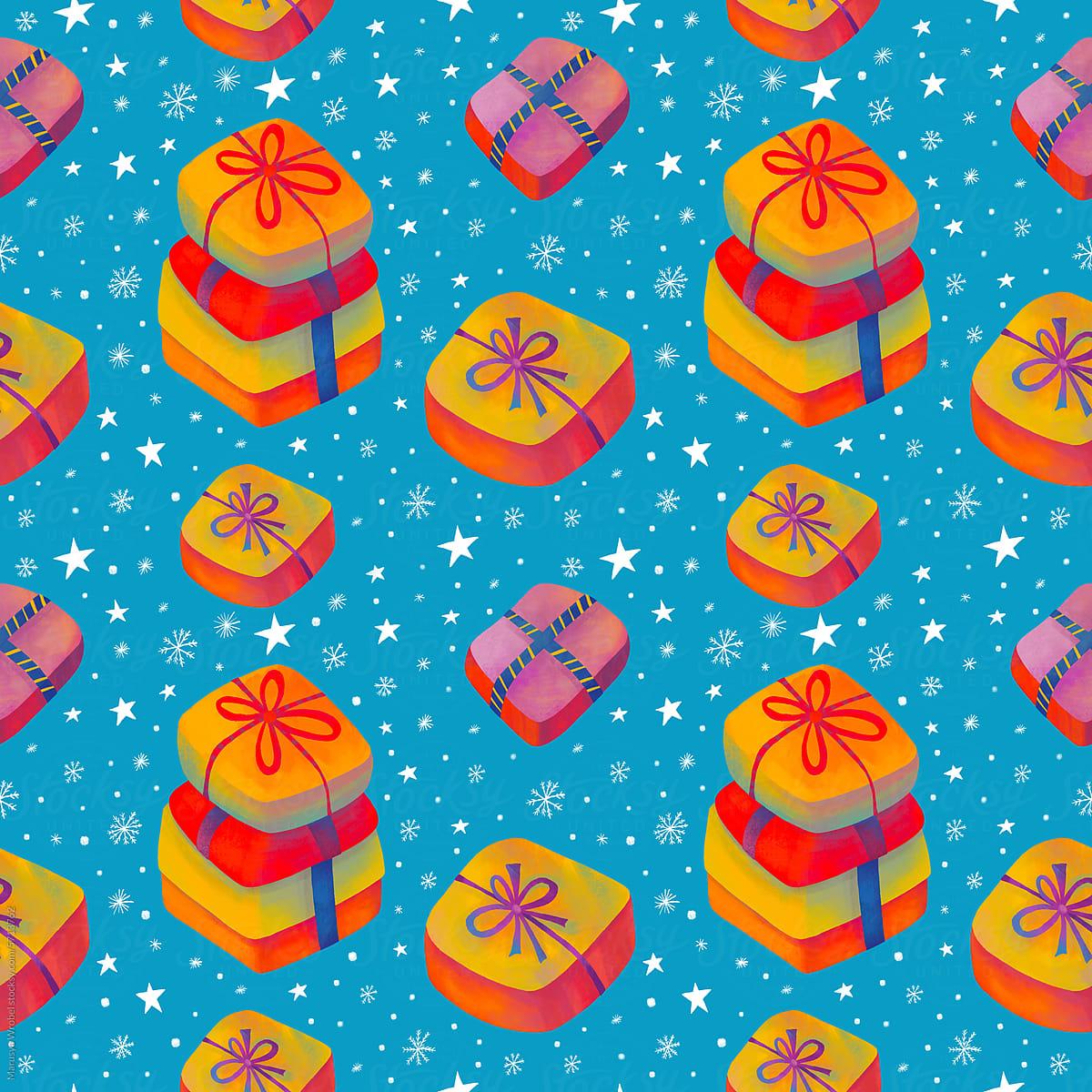 Seamless pattern with colorful holiday gifts