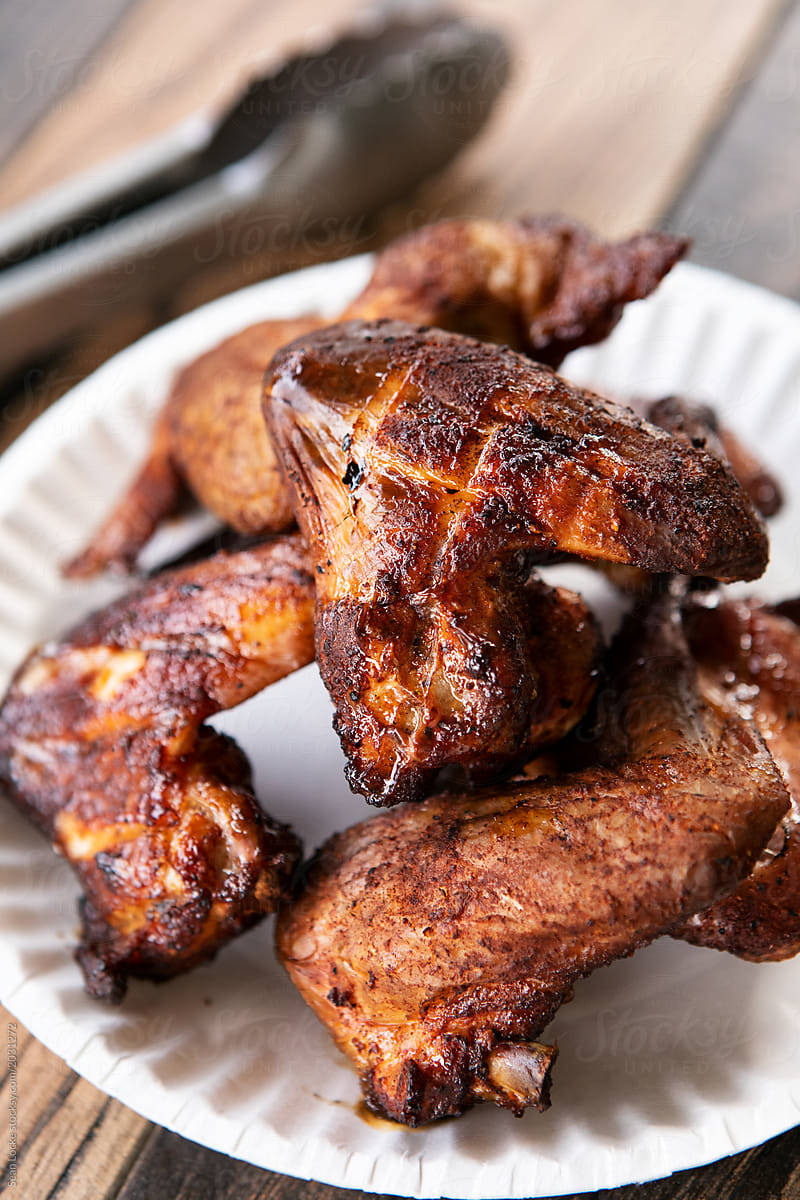 Smoked: Mesquite Chicken Wings On Paper Plate