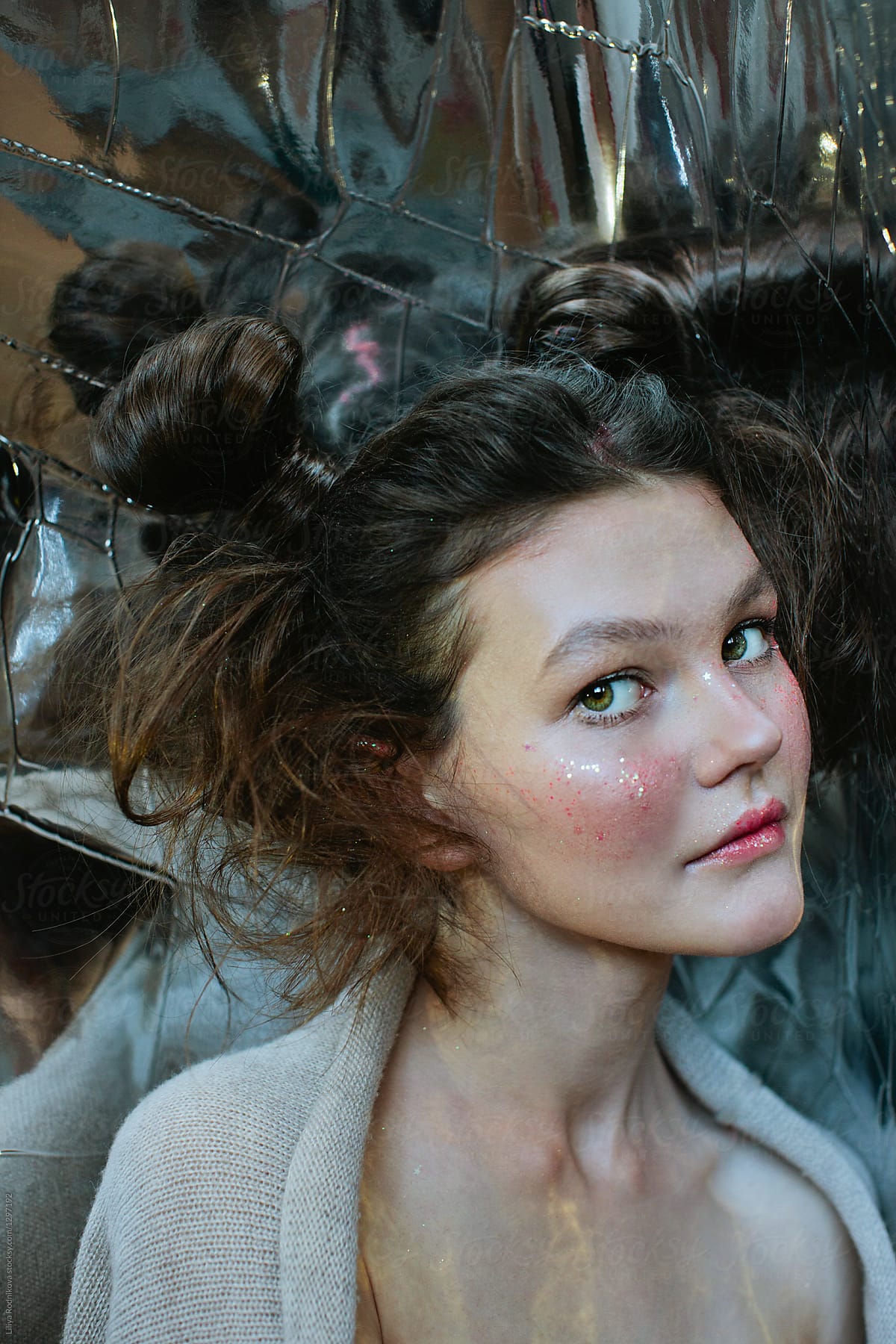 Portrait Of Girl With Sparkling Glitter On Her Face Del Colaborador De Stocksy Liliya 0828
