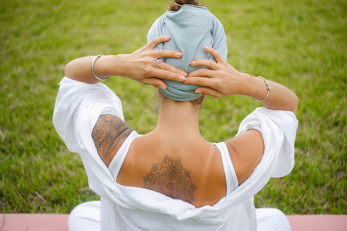 Authentic White Woman Yoga Meditation Preparation