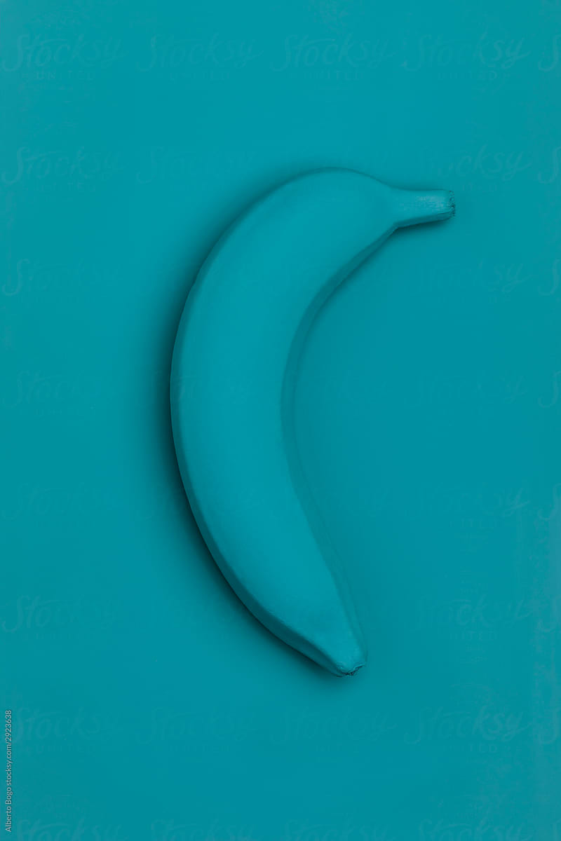 Teal Banana On A Teal Background