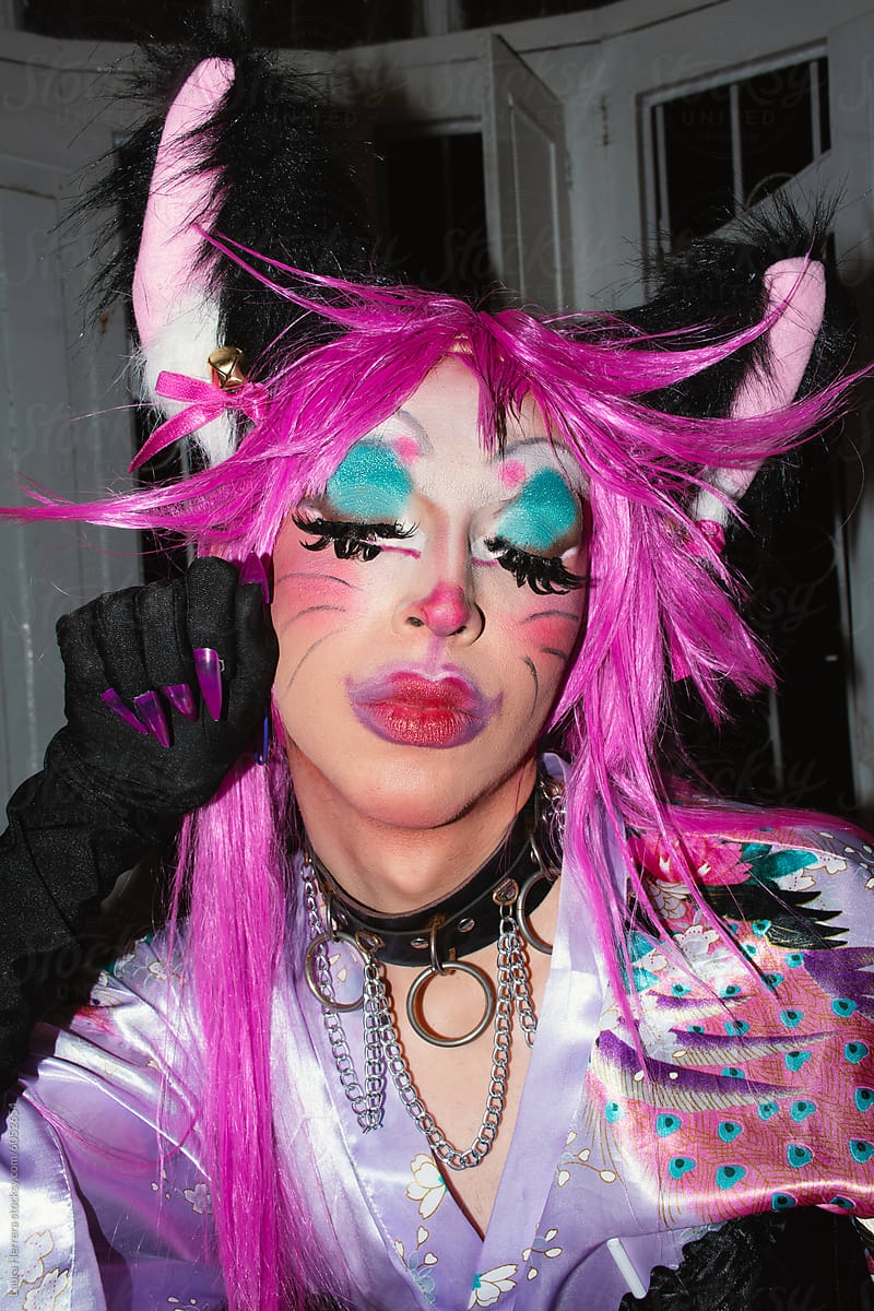 Vibrant Furry Drag Queen Close-up