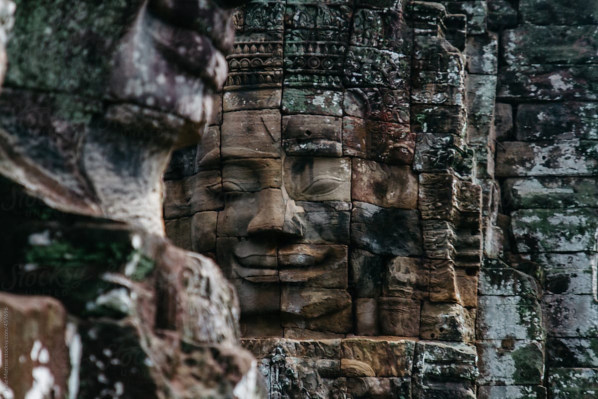 Ancient faces of Angkor Thom temples