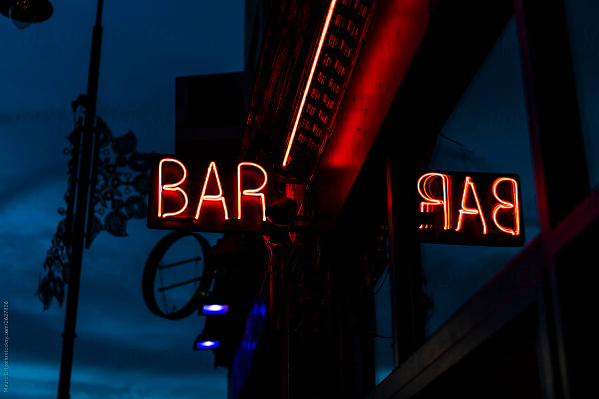Neon sign out of a bar