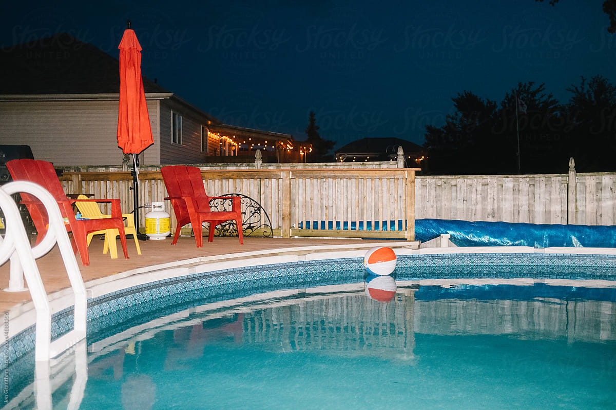 Pool at night with direct flash