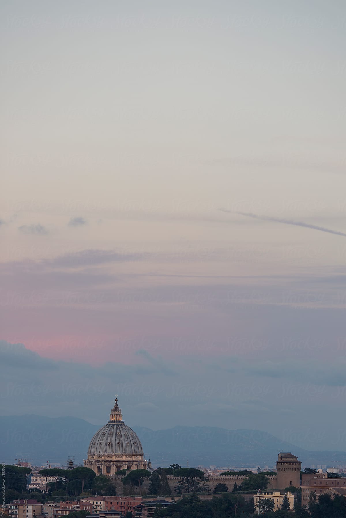 View on Saint Peter´s Basilica in Rome at sunset