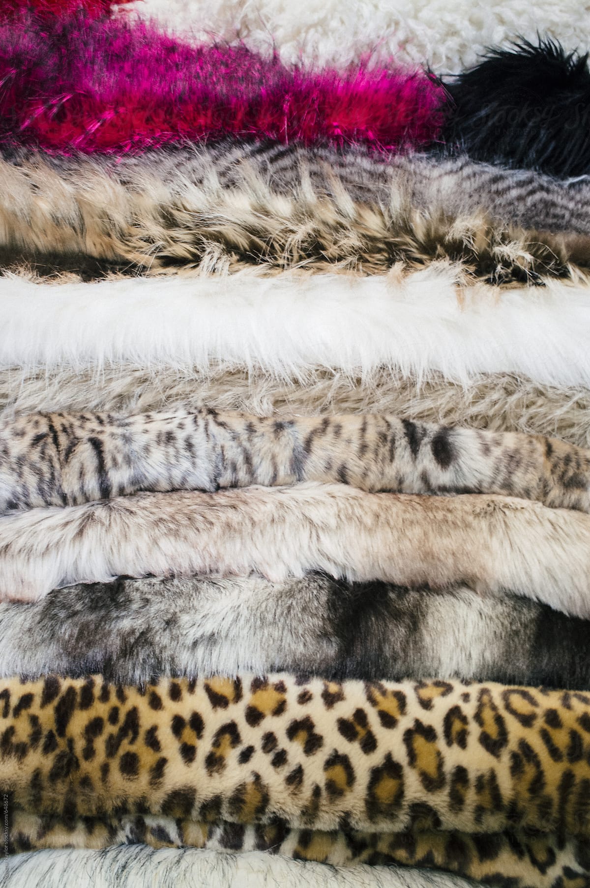 Pile of Faux Fur blankets