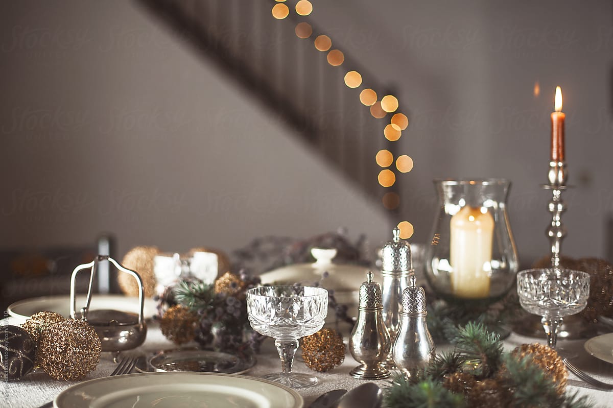 Table set for Christmas night.