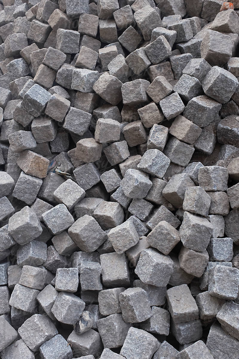 Photo of grey cube-shaped stones / cobble stones in urban environment