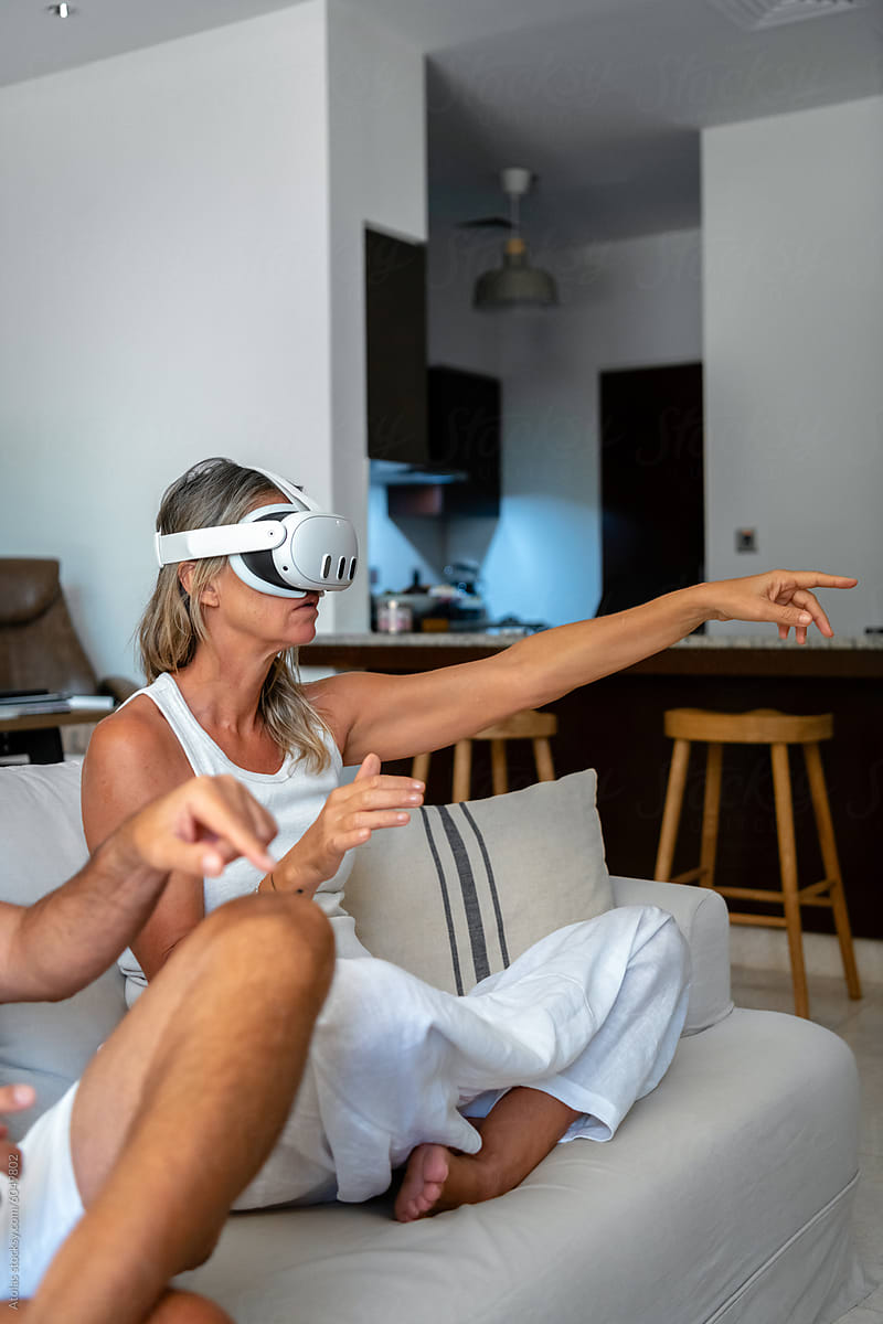 Woman wearing a VR headset