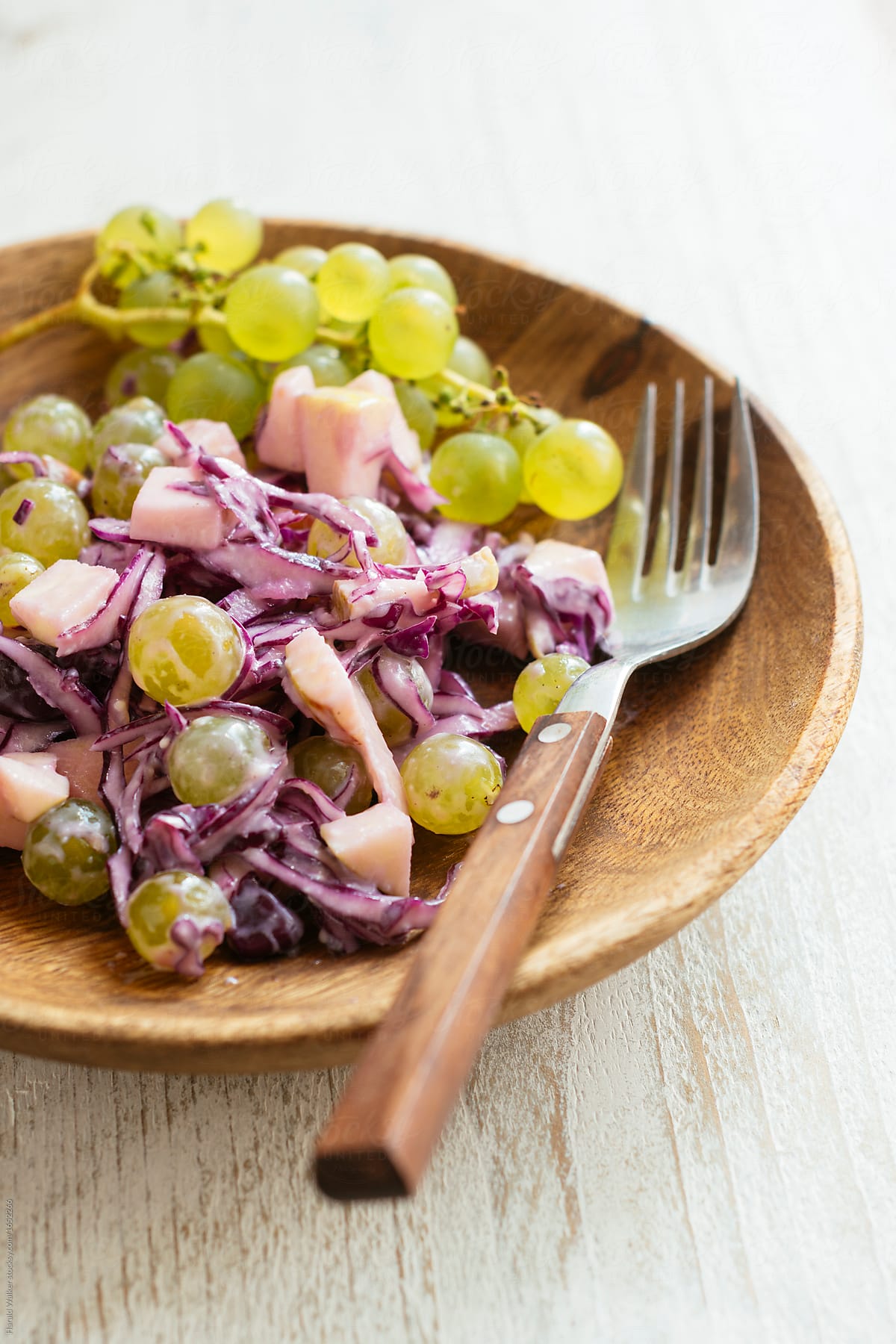 Red Cabbage Slaw with Grapes and Apples