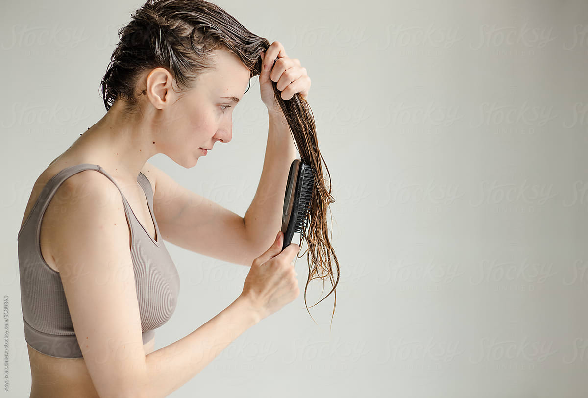 Combing wet hair concept