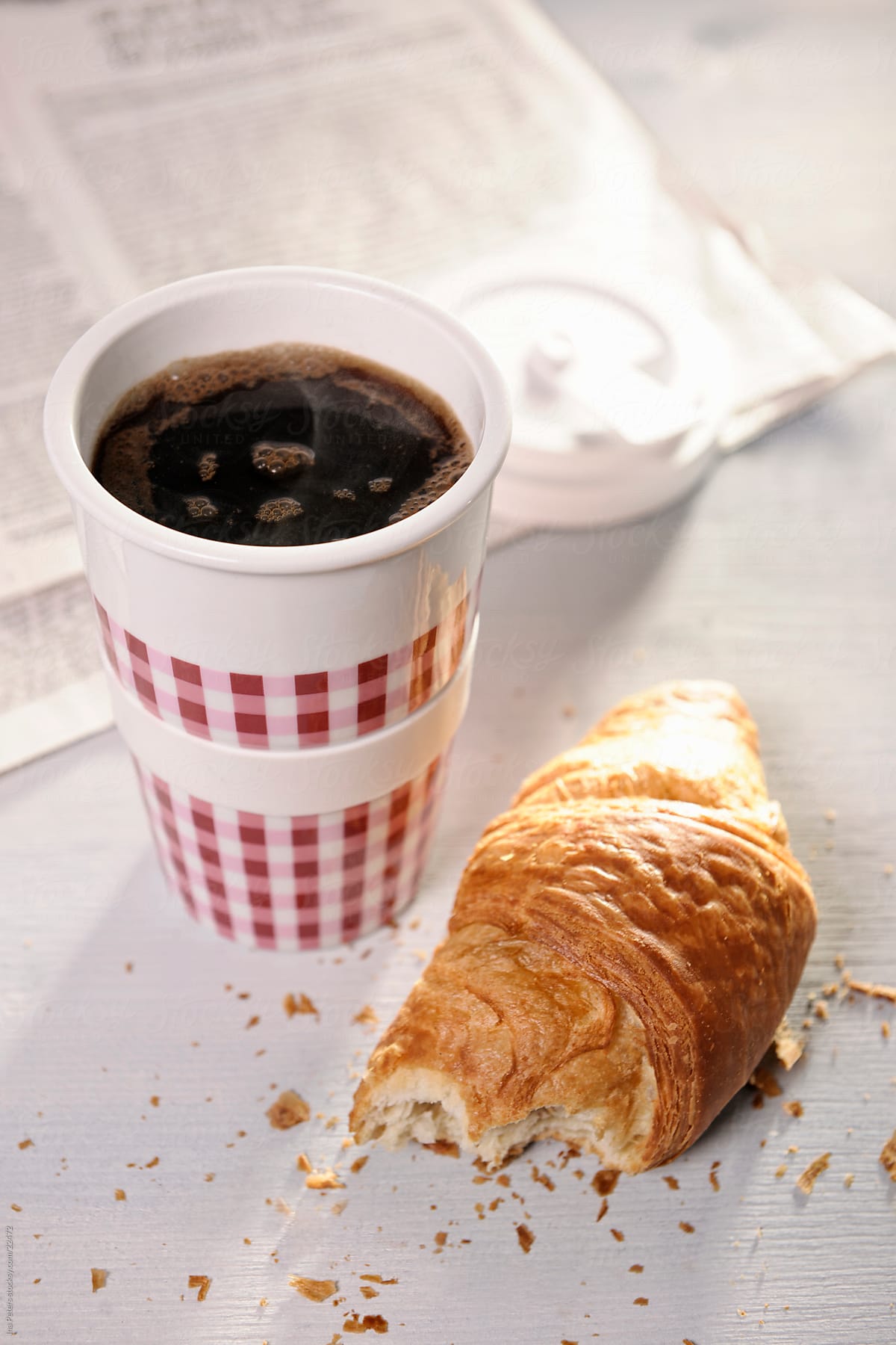 Coffee, Croissant and Newspaper