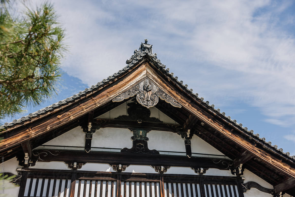 Architectural Detail of Japanese Temple Roof