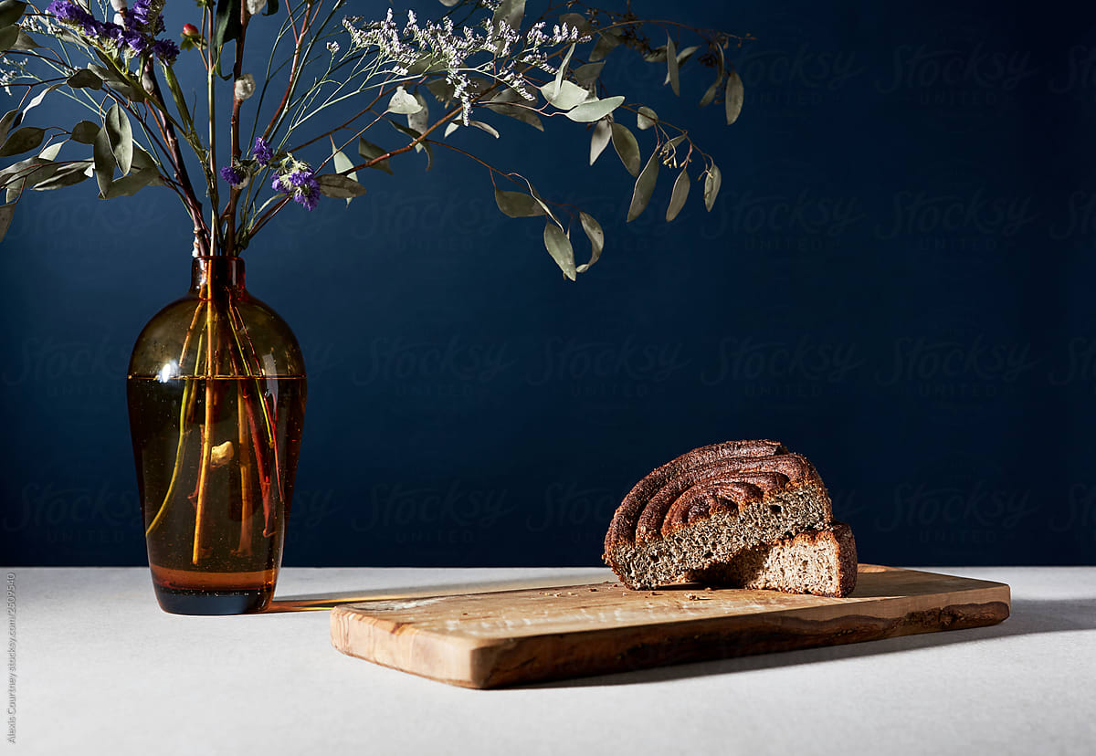 Bread slice on a cutting board