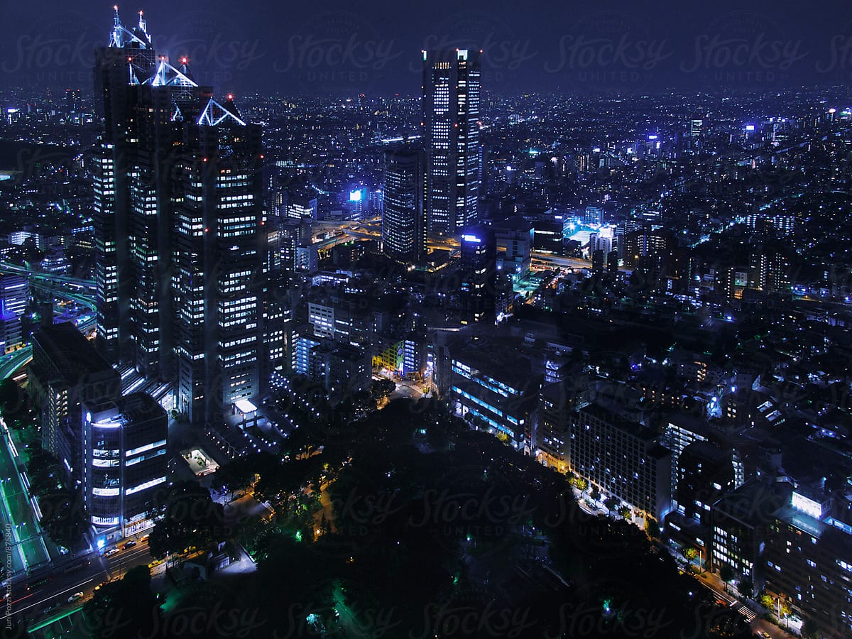 Tokyo cityscape scene night time
