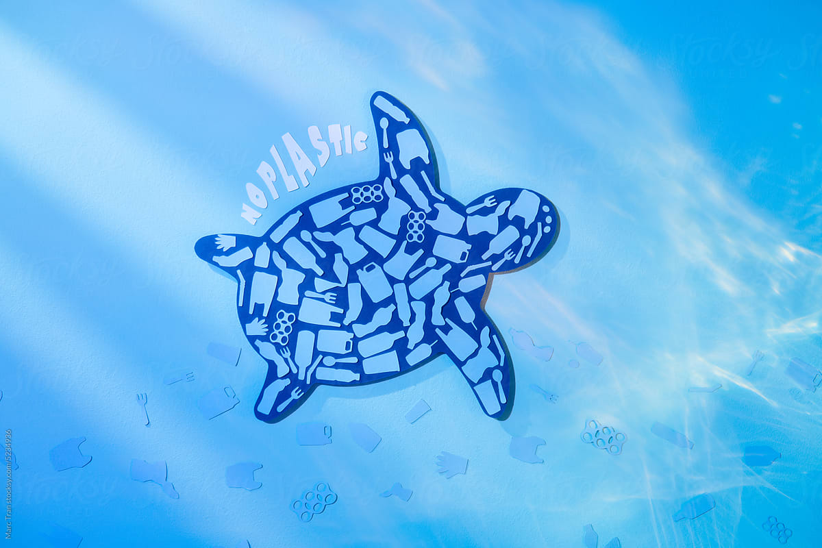 Sea Turtle illustration Includes Marine Plastics Inside made by paper