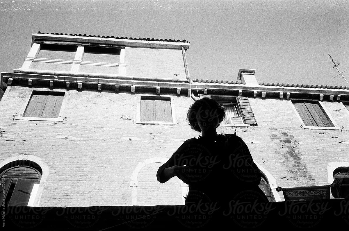 Silhouette of woman in a Venice