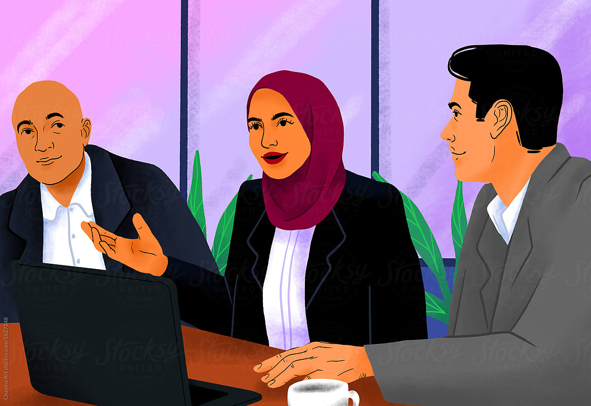 woman in hijab plays a pivotal role in a successful corporate meeting