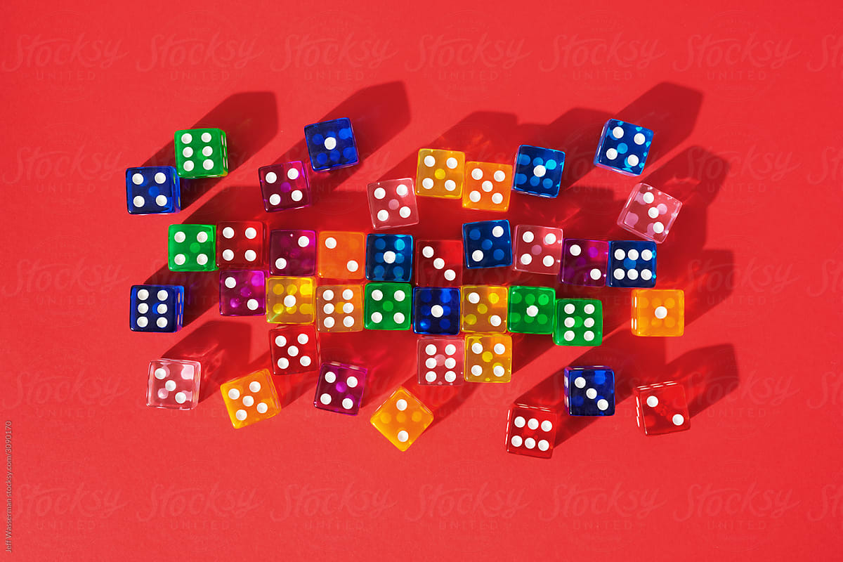 Dice on Red Background