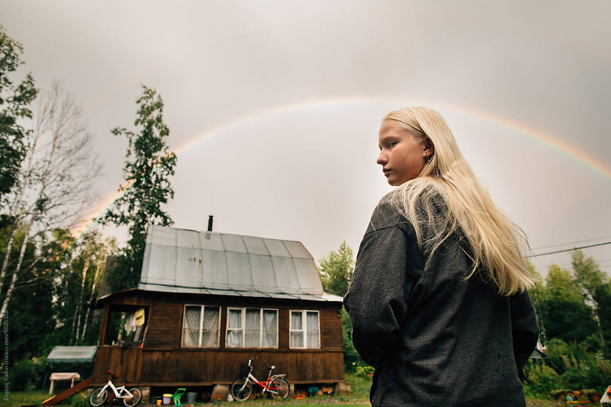 Girl under the rainbow