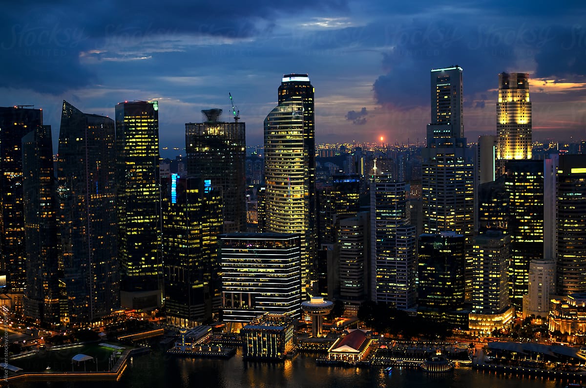 Singapore cityline at night