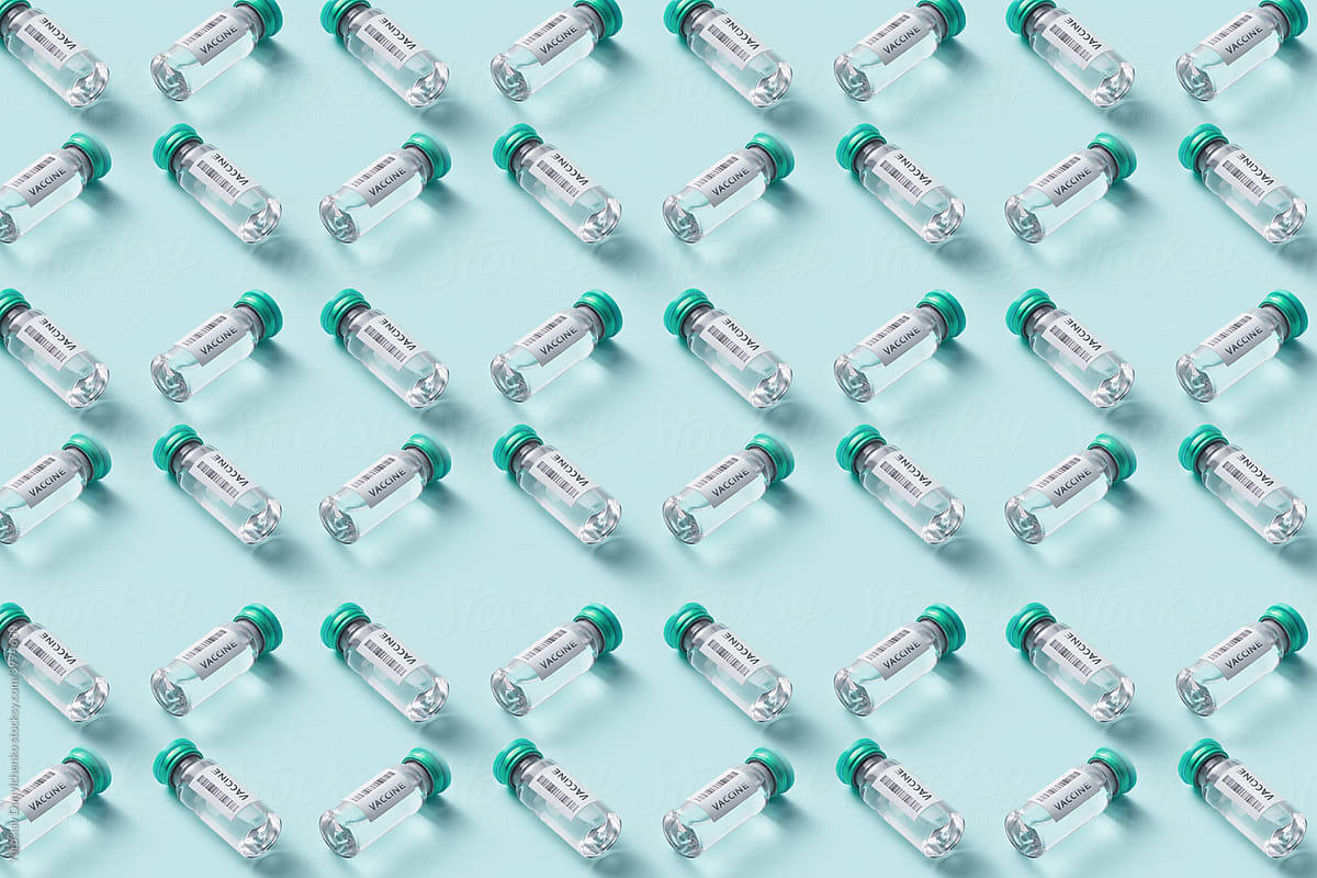 Seamless pattern of vaccine bottles
