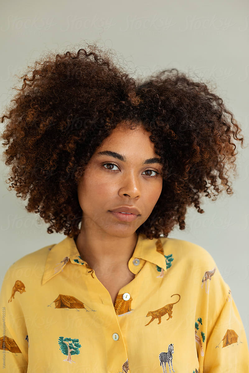Portrait of latin woman with afro hair