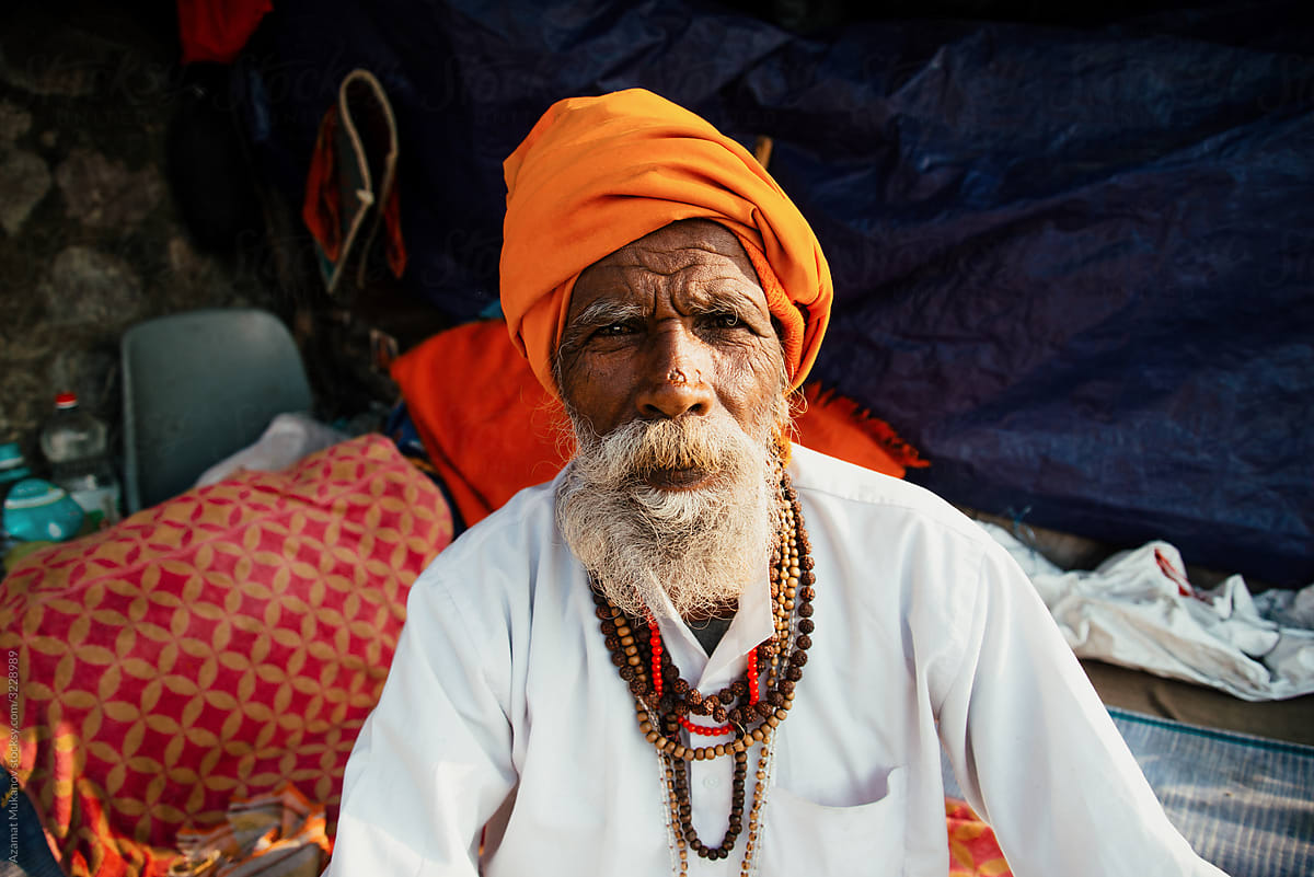 Portrait of a bearded indian old man