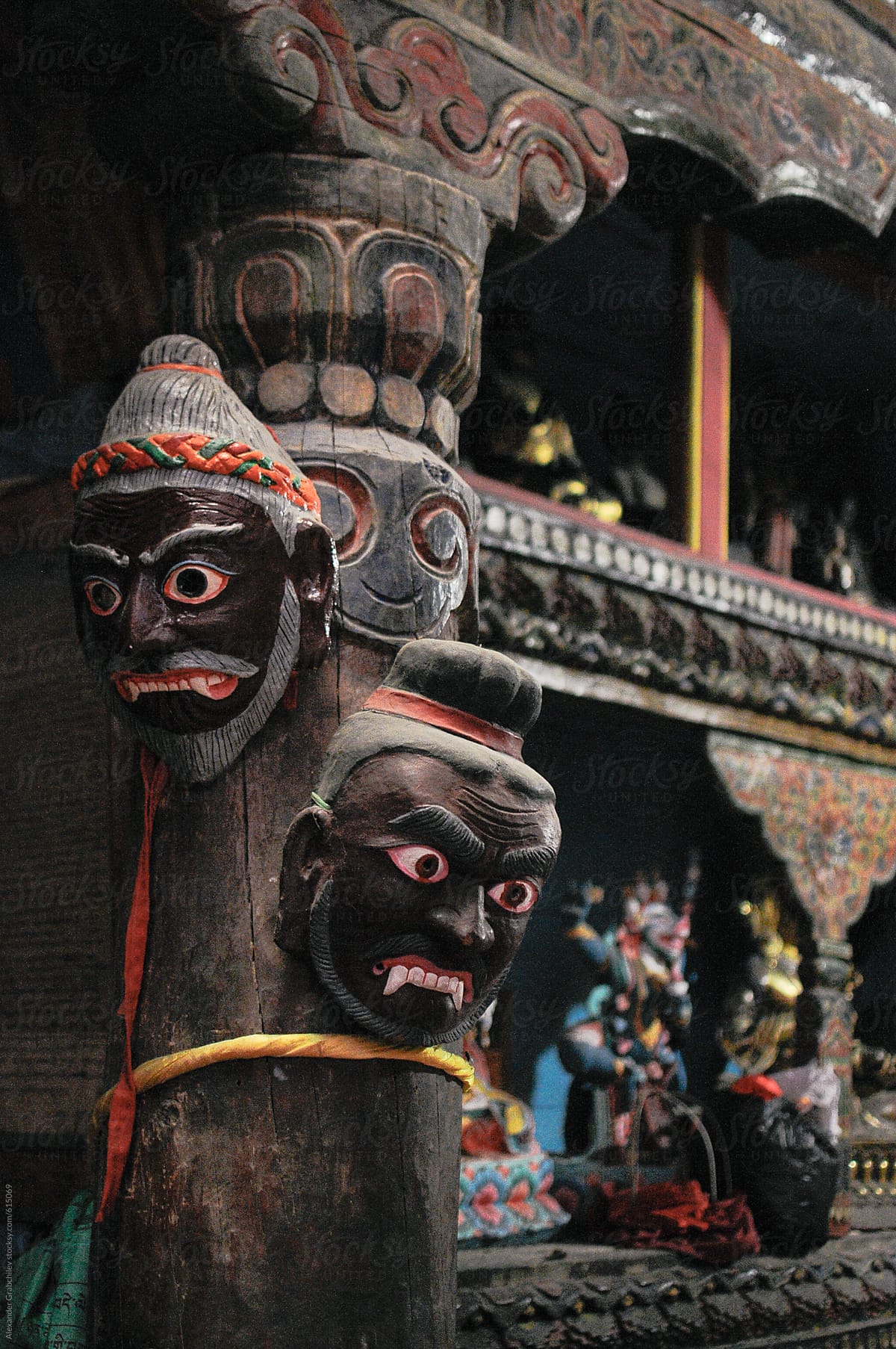Tibetan Religious Masks In Old Monastery