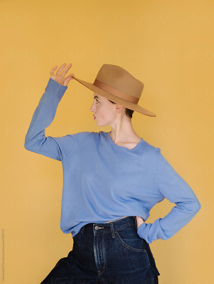 Cool Studio Portrait Of Woman Wearing Hat