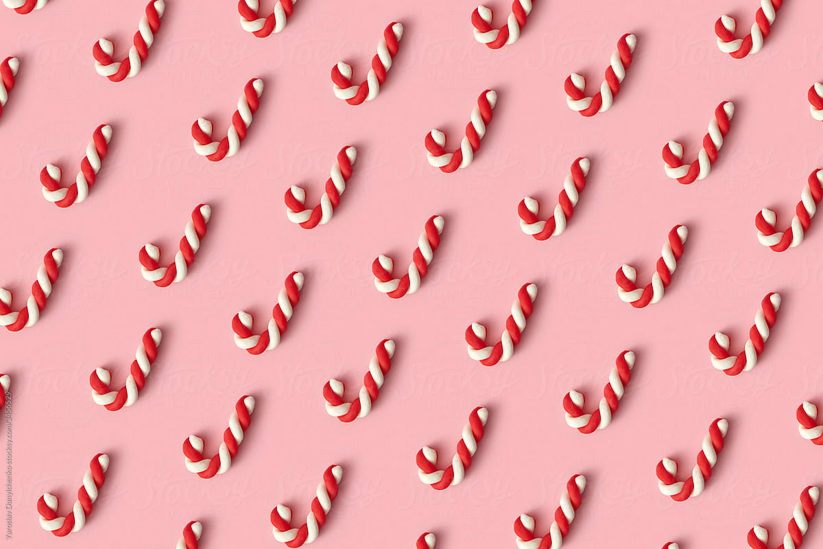 Christmas candy cane pattern handmade from plasticine.