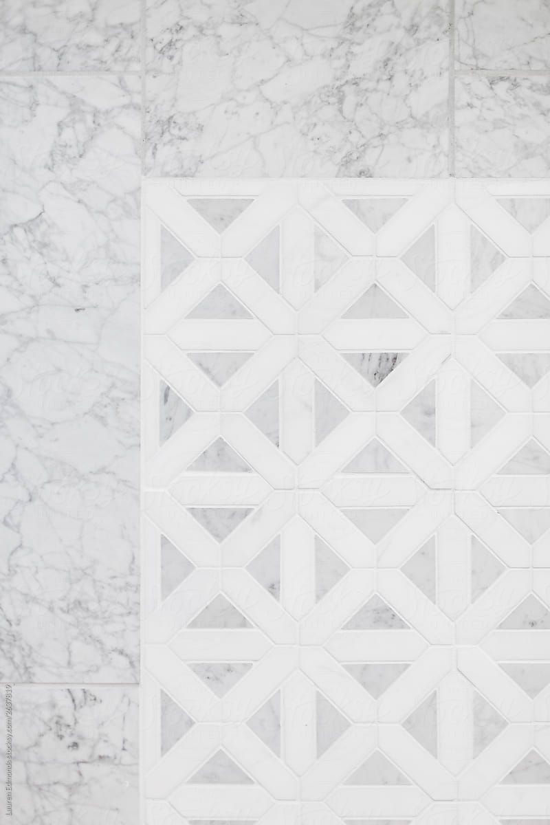 White Marble Tile in Modern Master Bathroom