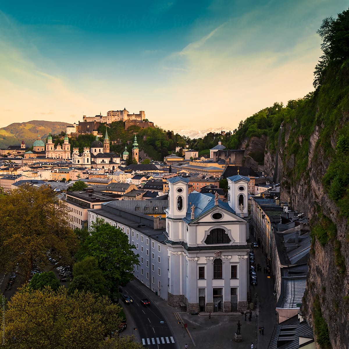 The Austrian City Salzburg at Dusk