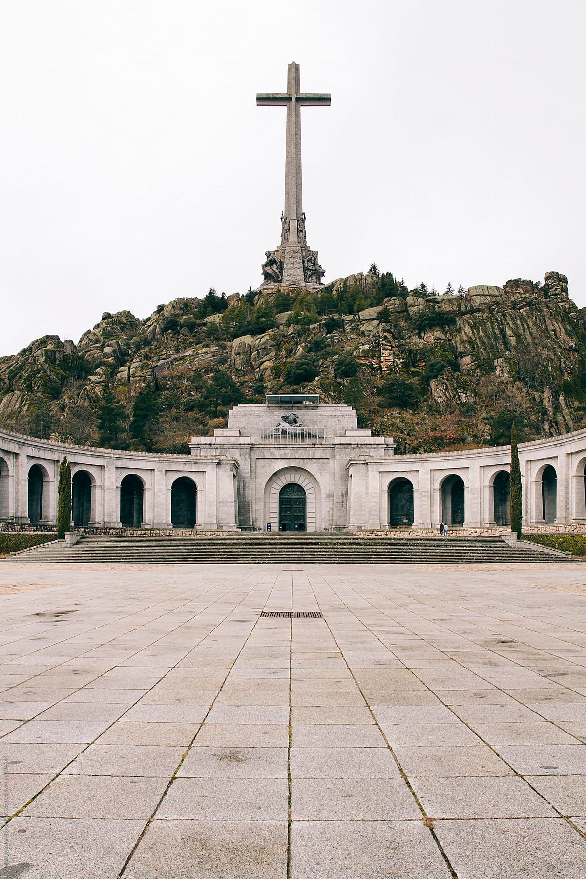 Cross monument and basilica on a mountain