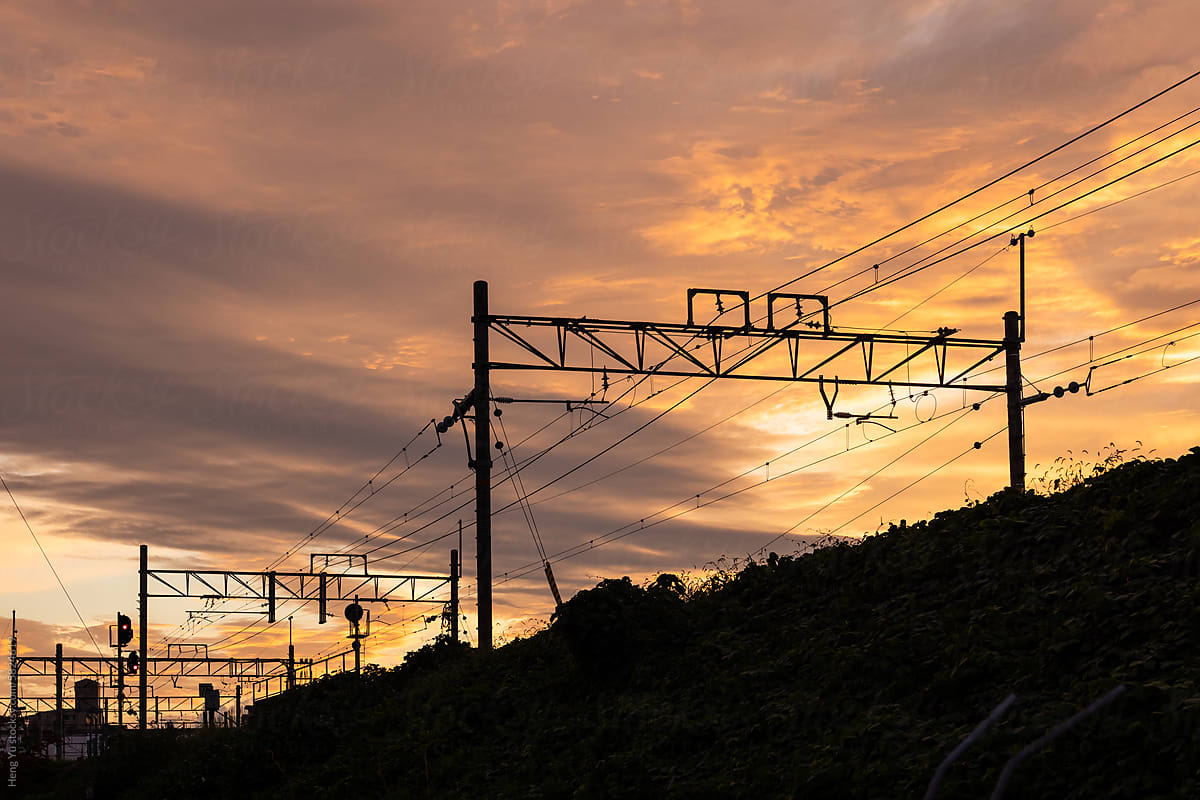 Sunset Glow on Railway Tracks