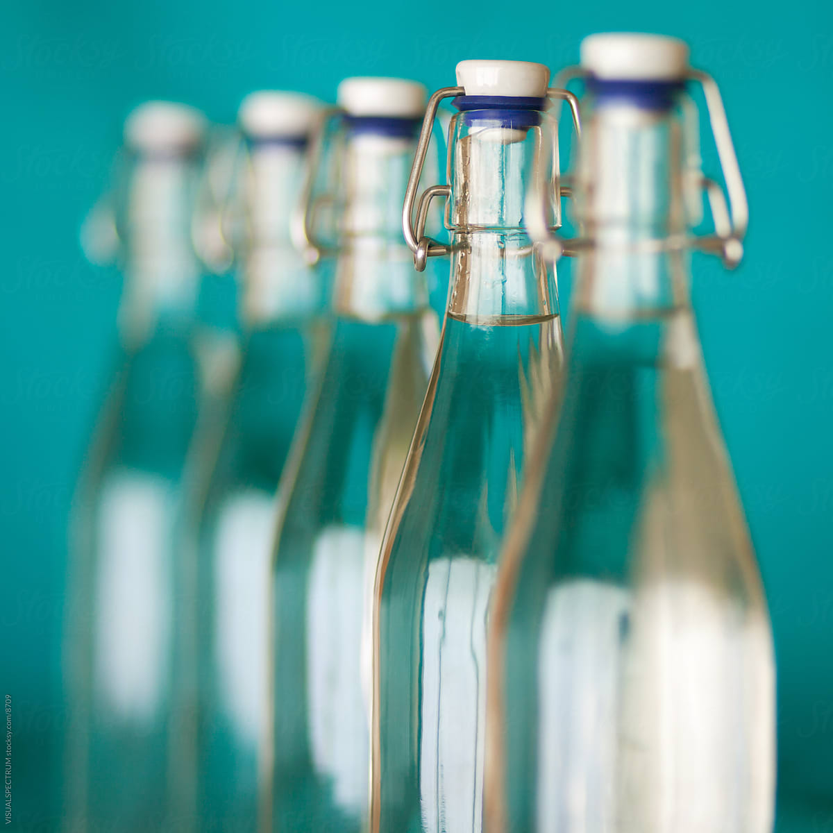 Row of Glass Bottles