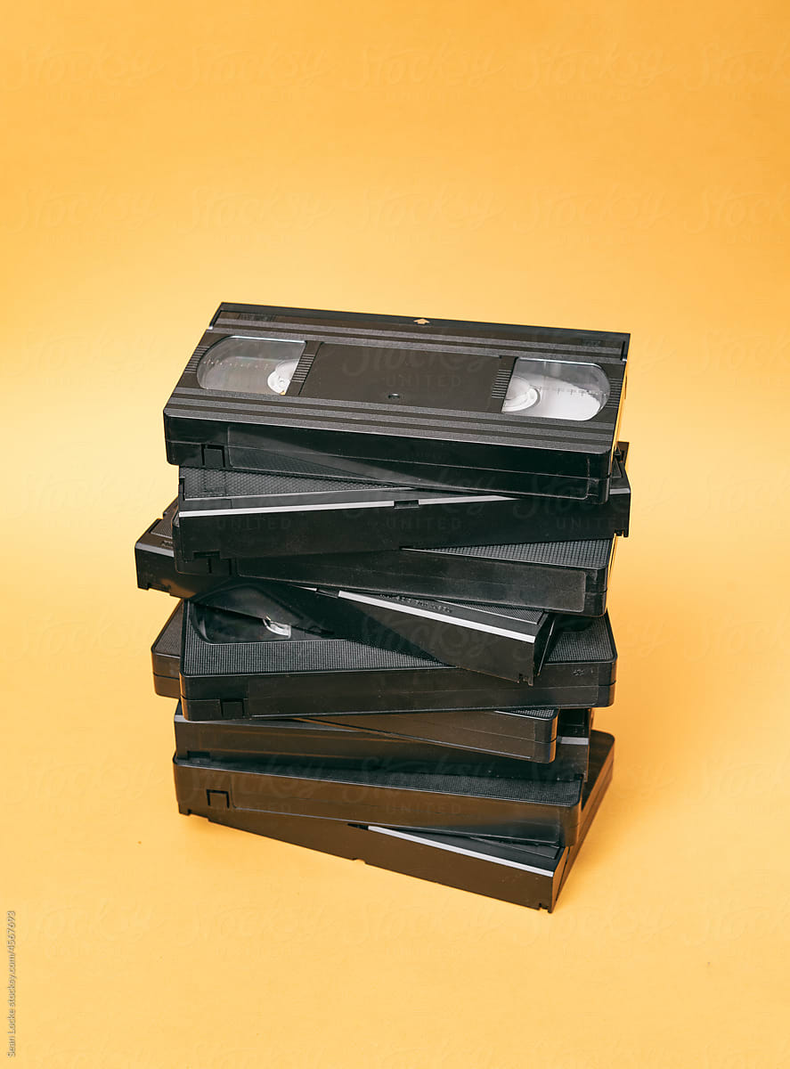Stack Of Classic Retro VHS Videotape Cassette