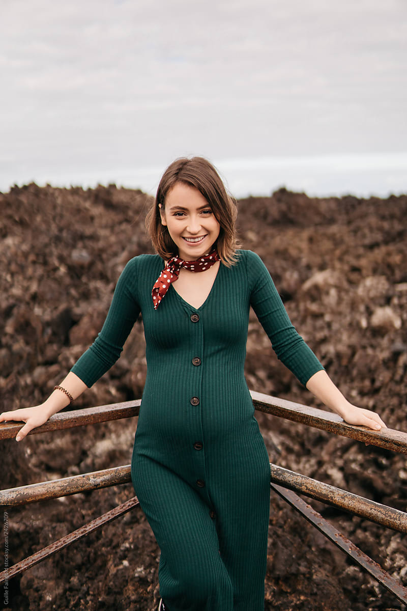 Cheerful Pregnant Woman On Seashore By Stocksy Contributor Guille Faingold Stocksy 