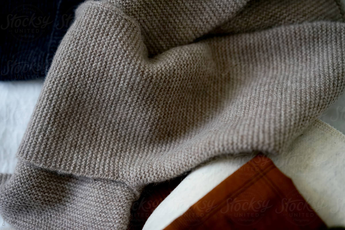 Closeup on textured sweater
