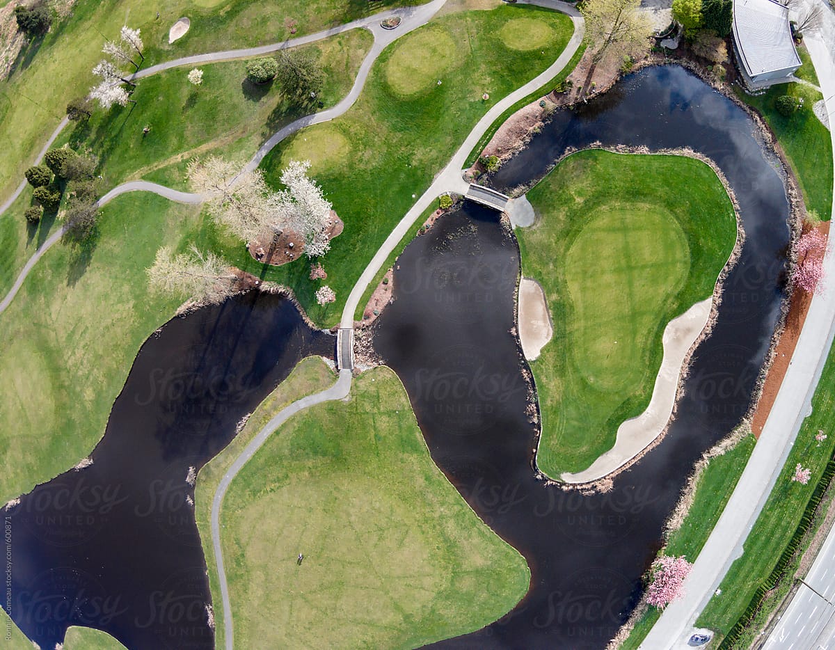 Challenging Golf Hole From Above