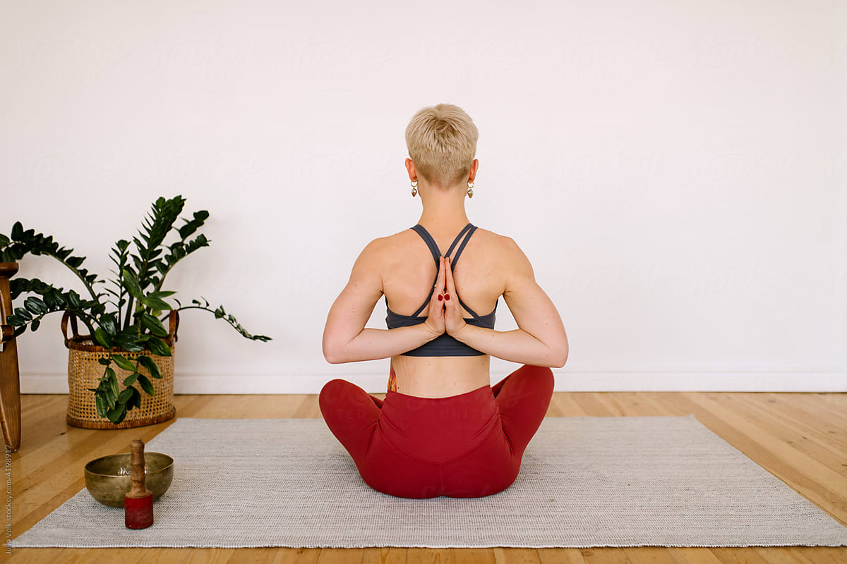 Female In Reverse Prayer Yoga Pose