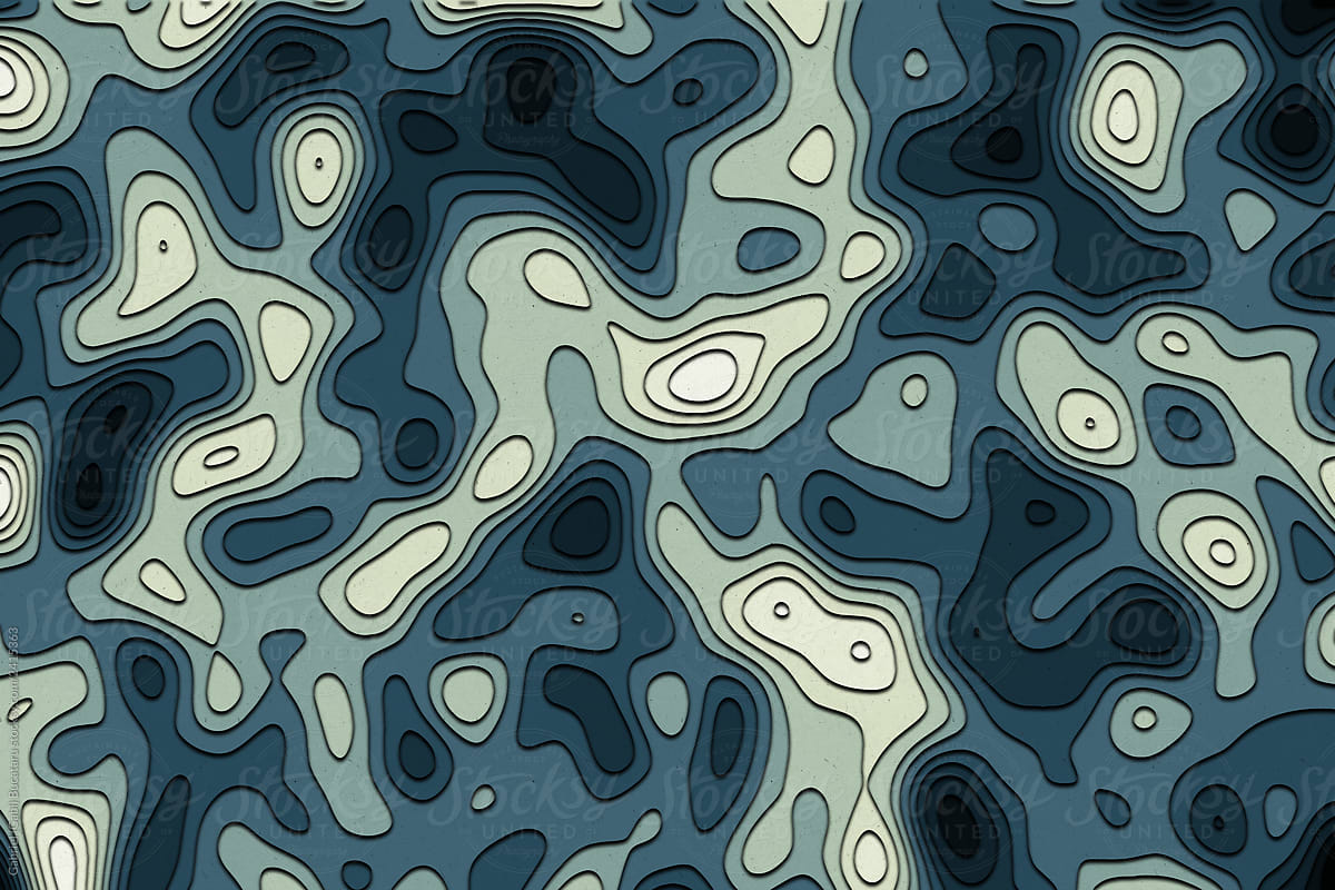 Blue and Teal Abstract Cutout Pattern