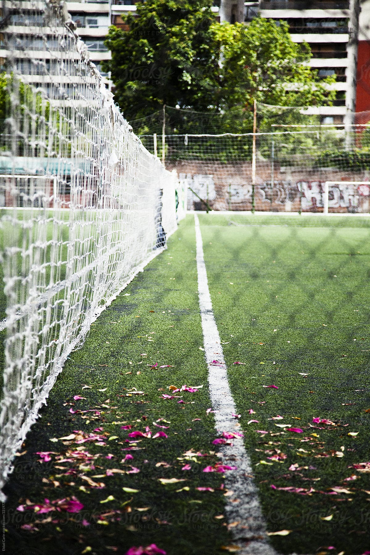 Urban Soccer Court and Netted Fences