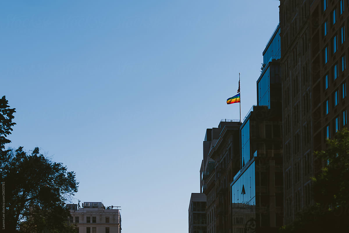 Pride flag flying in NYC