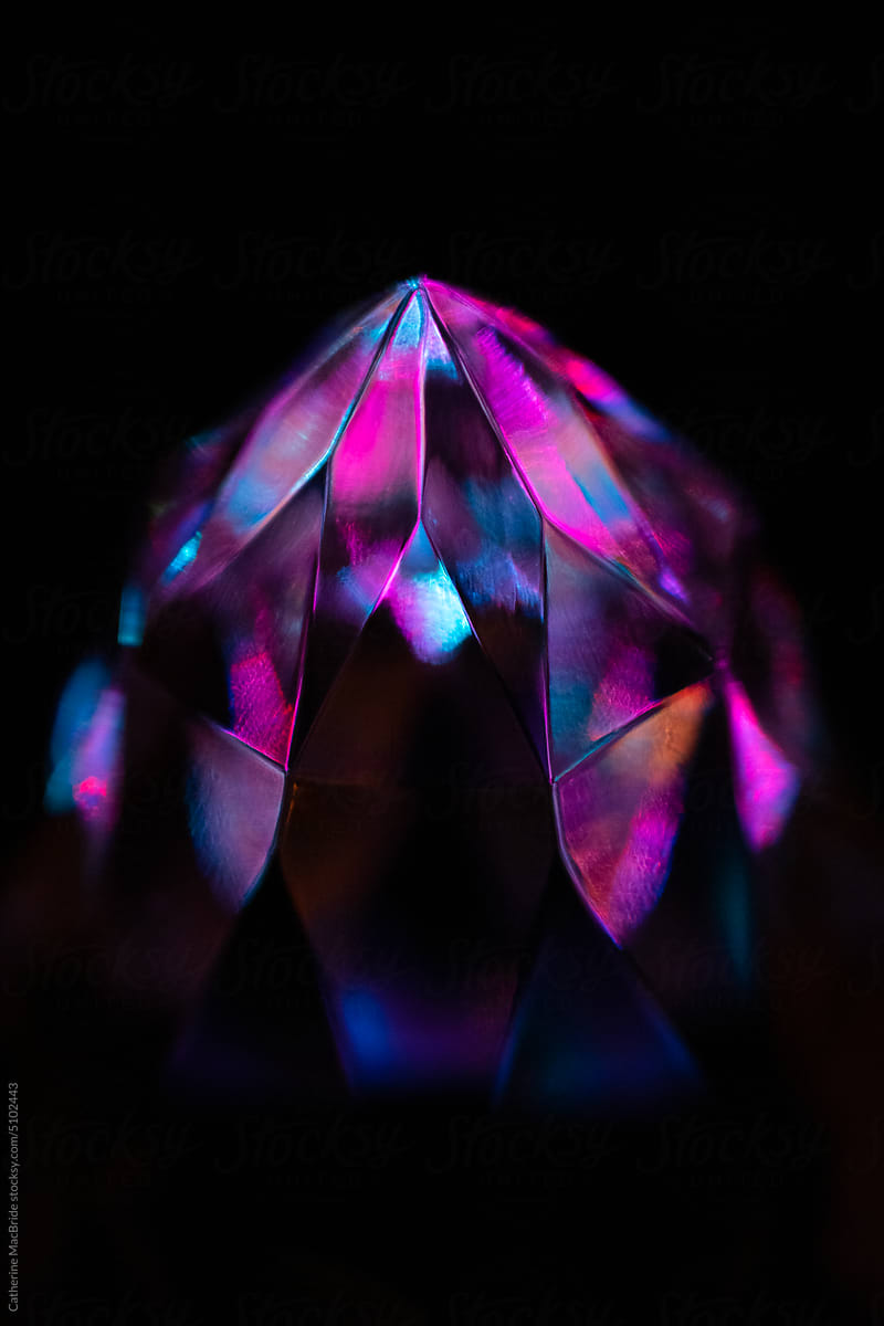 Purple Glowing cut glass crystal