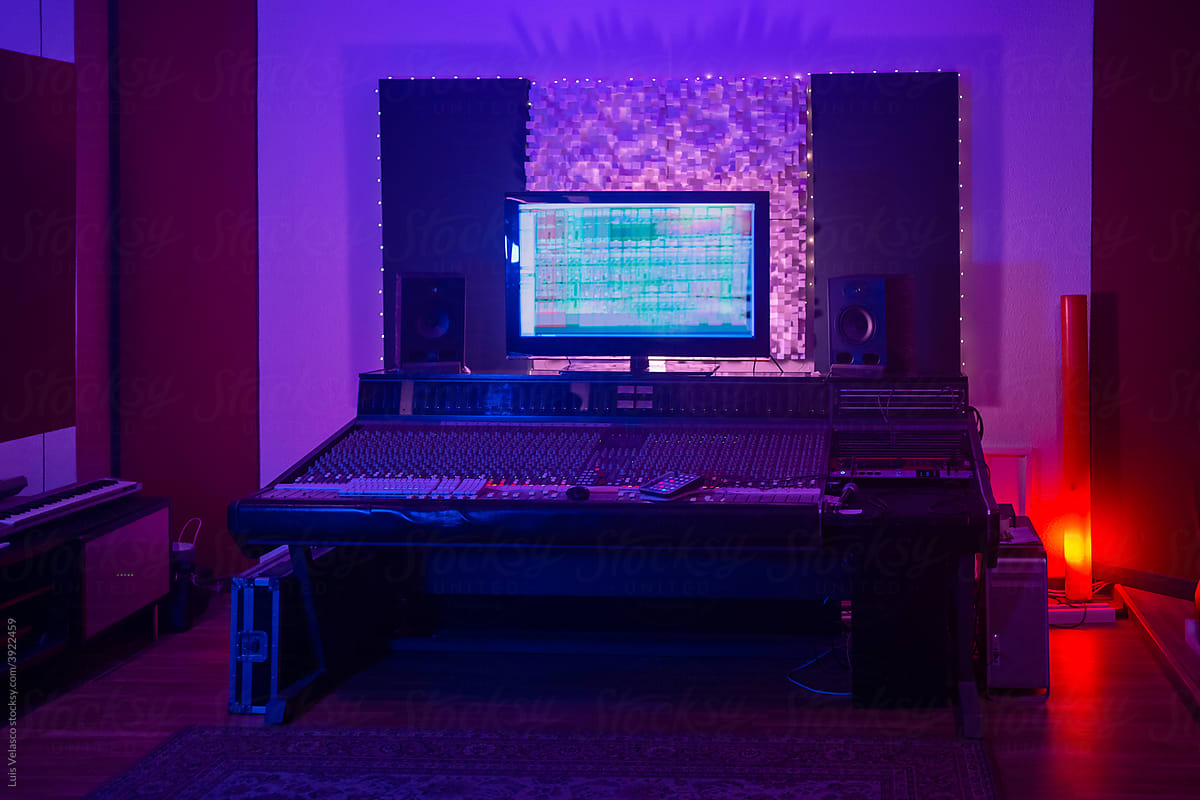 Studio Mixer Desk In A Professional Audio Studio.