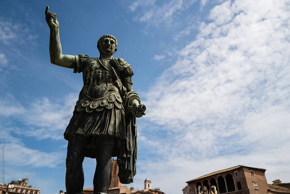 Bronze statue in the Trajan Forum of Rome
