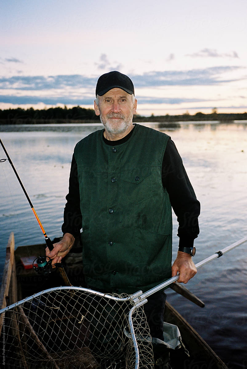 Film photo portrait of a fisherman